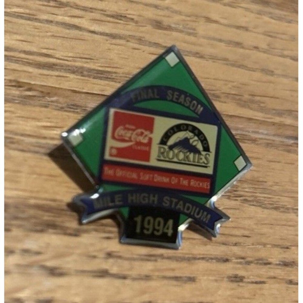 Colorado Rockies 1994 Final Season Coca-Cola Mile High Stadium Lapel Hat Pin NOS